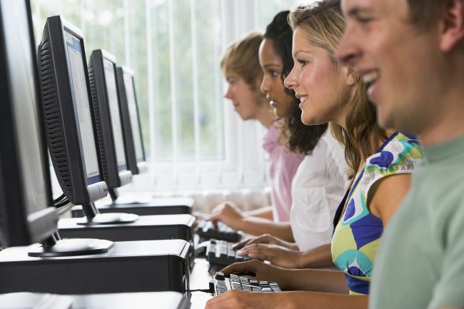 College students in a computer lab