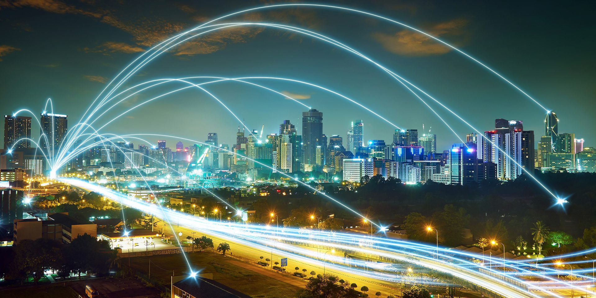city scape and network connection concept